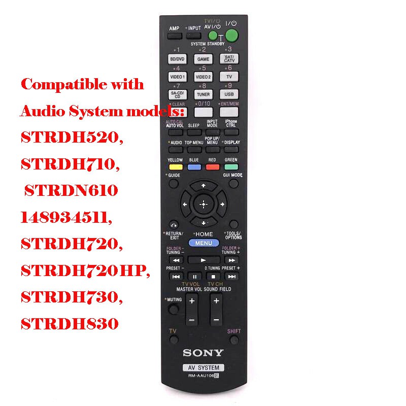 RM-AAU106 Dành Cho Bộ Thu Video Âm Thanh Sony AV Điều Khiển Từ Xa STR-DH710 148934511 STRDH720 STRDH