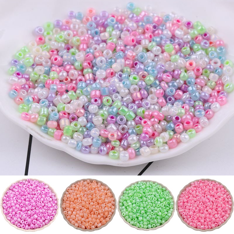 Set 100 Hạt Tròn Đục Lỗ Nhiều Màu Sắc Dùng Để Làm Đồ Trang Sức Thủ Công