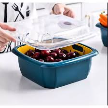 Bộ Rổ Nhựa Kèm Chậu Có Nắp Đậy