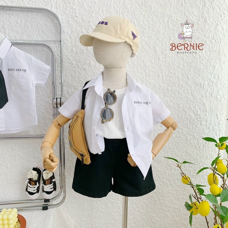 🌈Set bộ sơ mi trắng kèm cà vạt Bernie cho bé - set 3 chi tiết phong cách hàn quốc 🌈