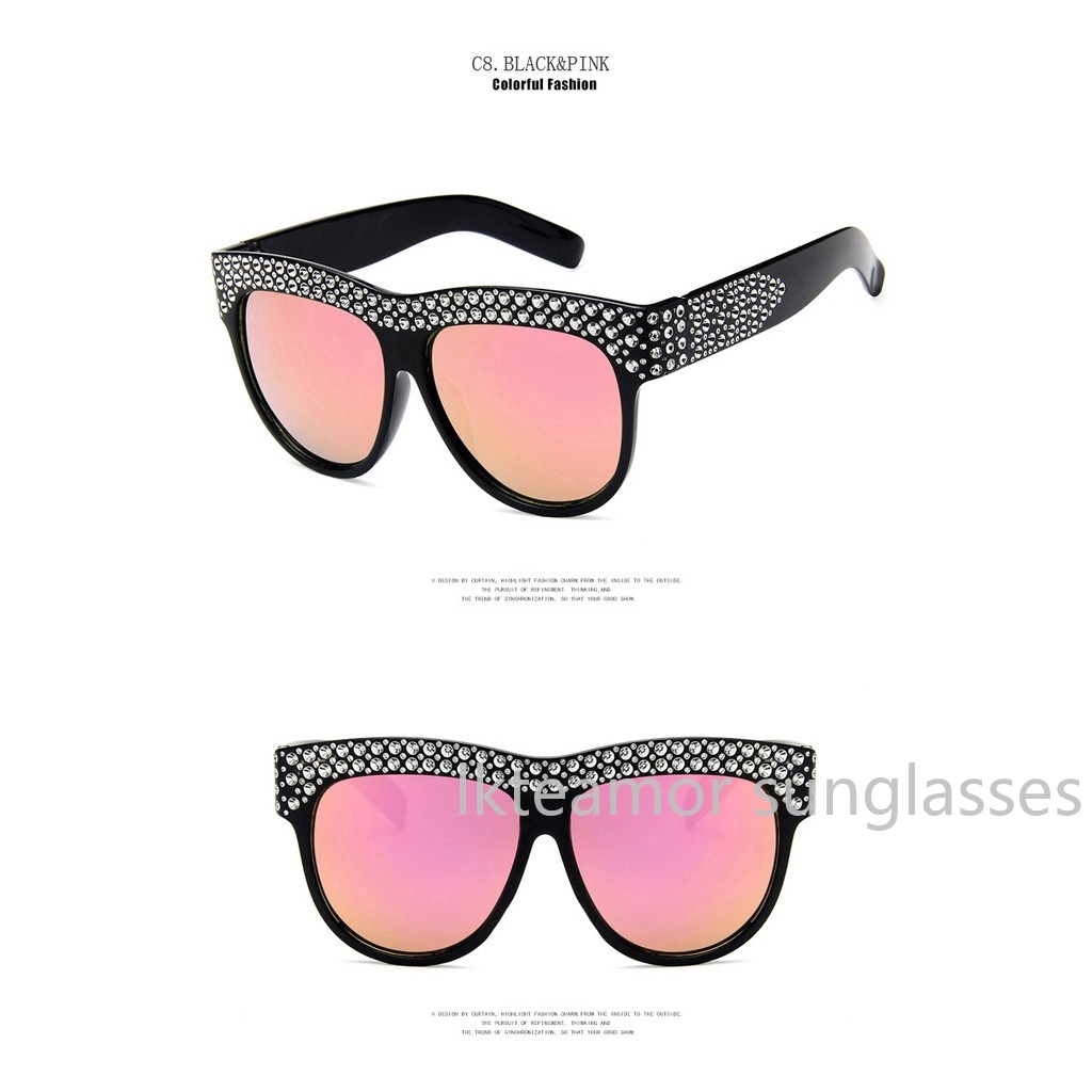 Kính mát gọng vuông đính đá lấp lánh thời trang cho nữ