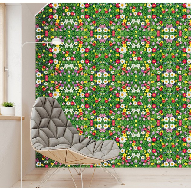 Decal trang trí Thảm Cỏ Hoa Cúc Dại sắc màu