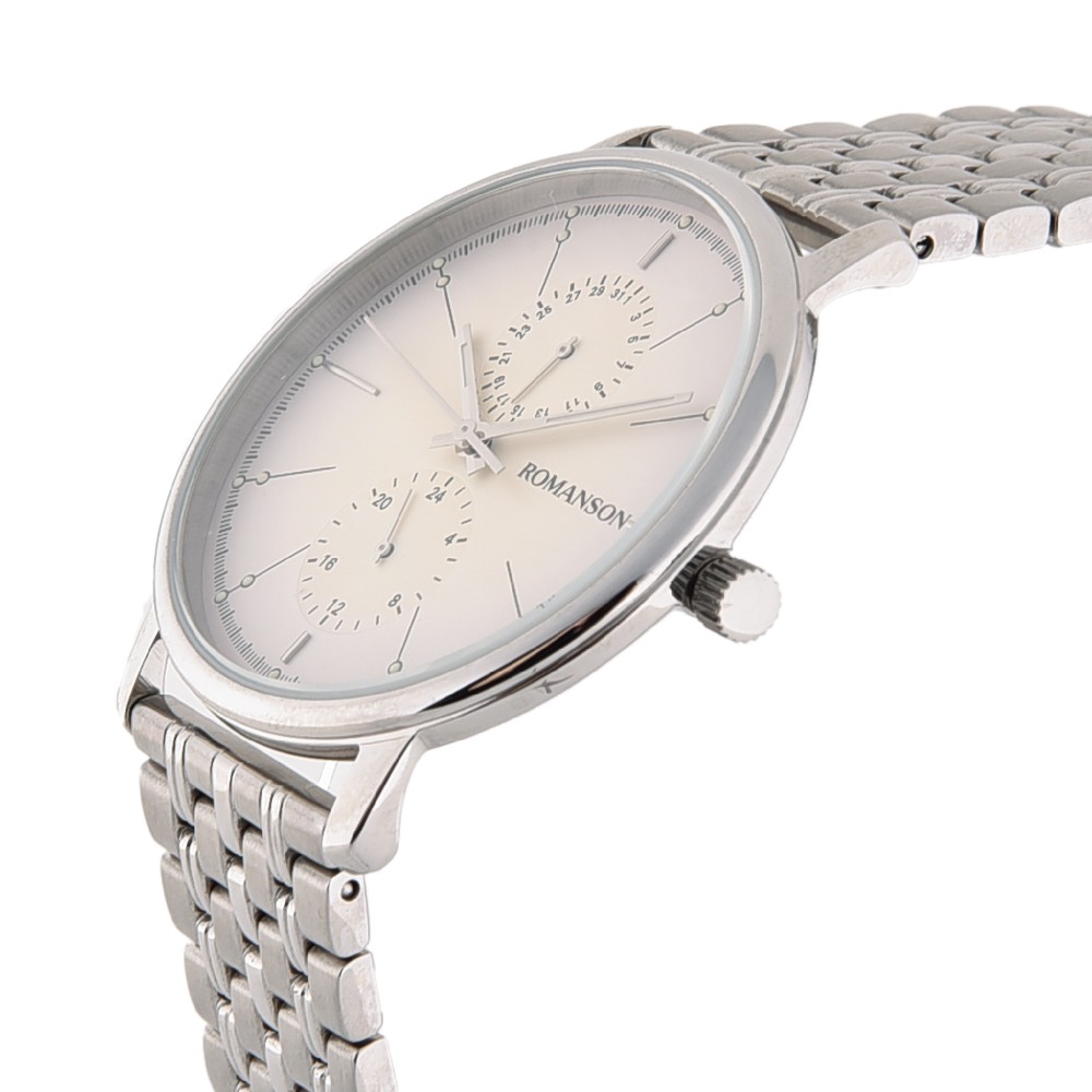 Đồng hồ Romanson Men Watch TM3236FMWWH mặt mỏng kính chống xước, máy Thụy Sĩ chống nước, dây thép cao cấp chính hãng