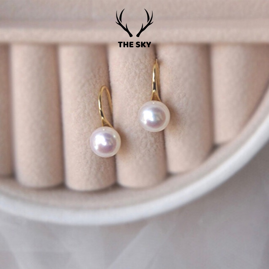 Bông Tai Ngọc Trai Nhân Tạo Dáng Móc Câu Mẫu Mới Hot Trend Hàng Thiết Kế THE SKY