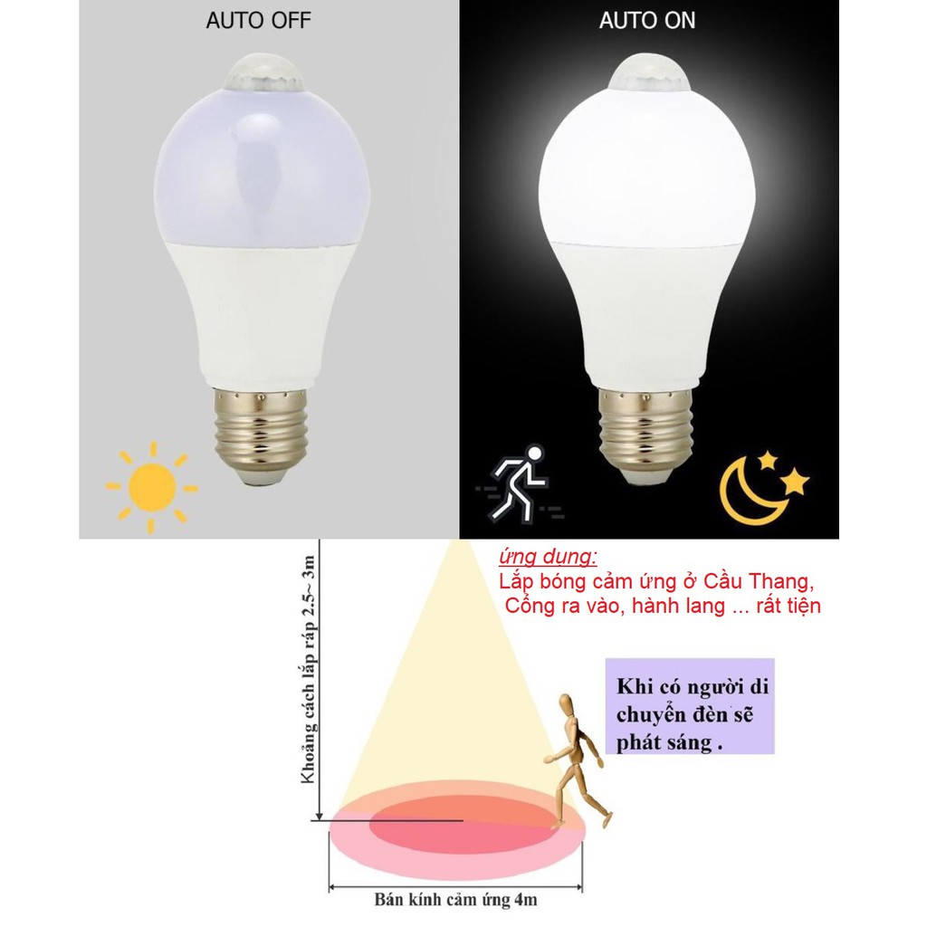 Bóng đèn Led 220V cảm ứng Chiếu sáng 36W