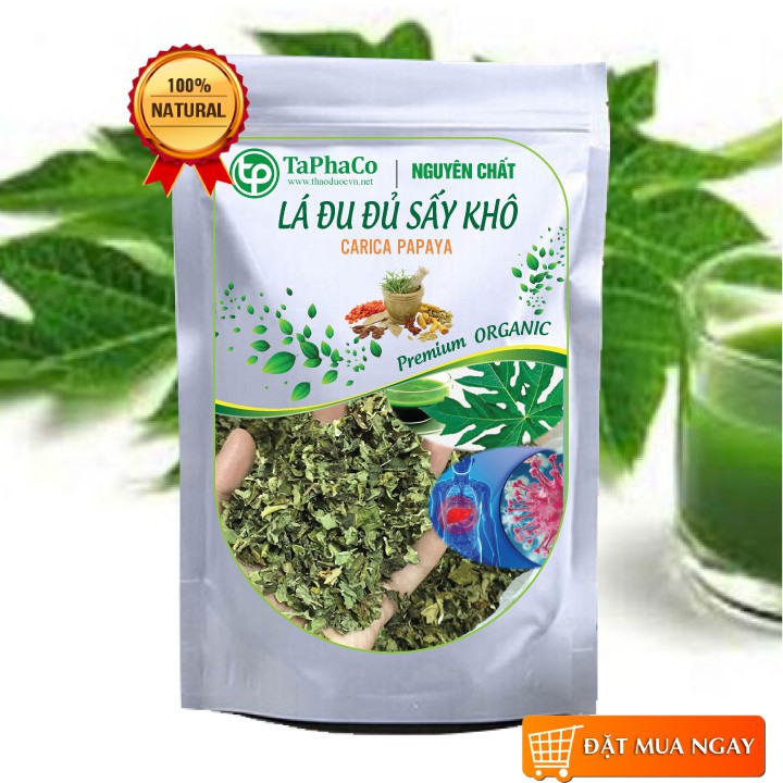 Lá đu đủ đực sấy khô 500g, Ngăn ngừa ung thư, chống oxy hóa, hạ đường huyết, đào thải độc tố