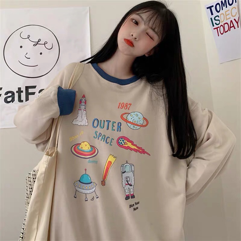 Áo sweater unisex form rộng 1987 nam nữ phong cách ulzzang Wind thu đông