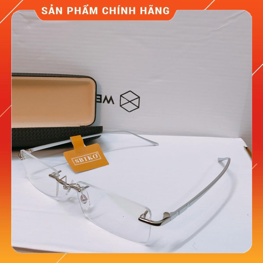 Gọng kính khoan bạc trắng Silver cực sang trọng siêu nhẹ đeo như không đeo êm ái không hằn da