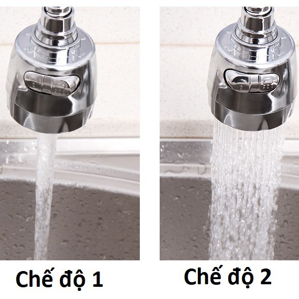 Đầu vòi tăng áp , tạo bọt cho vòi nước rửa bát 2 chế độ nước  mạ Crom có thể xoay 360 độ linh hoạt- Loại ngắn to