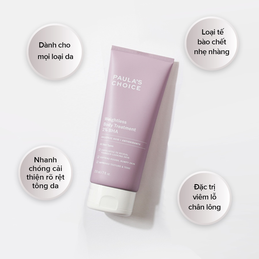 Kem dưỡng thể ngừa viêm lỗ chân lông Paula’s Choice Body Treatment WITH 2% BHA - Kem làm sáng da Body Lotion 10% AHA