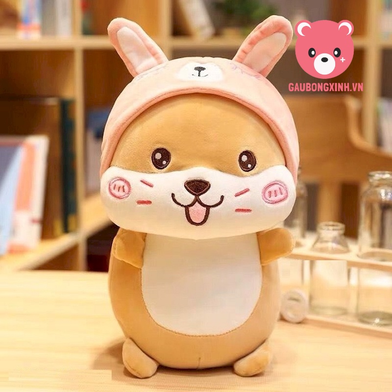 Gấu Bông Chuột Hamster Đáng yêu, Thú nhồi bông Chuột Đội Mũ Siêu cute, Quà tặng đồ chơi ý nghĩa