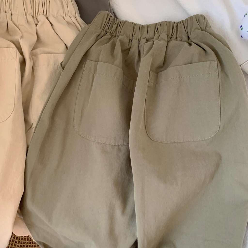 Quần Yếm Cotton Dài Màu Be Phong Cách Hàn Quốc Dành Cho Bé Trai Và Bé Gái