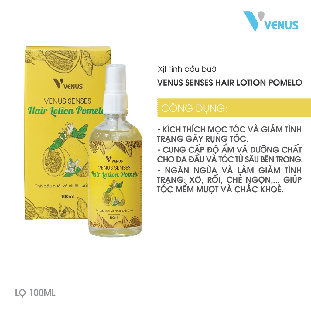 Xịt tóc, Tinh dầu bưởi, Xịt bưởi Venus Senses Hair Lotion Pomelo chính hãng, kích mọc tóc, giảm rụng tóc, chăm sóc tóc