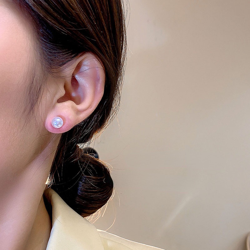 Bông Tai Hình Hoa Lá Đính Ngọc Trai Nhân Tạo Phong Cách Hàn Quốc
