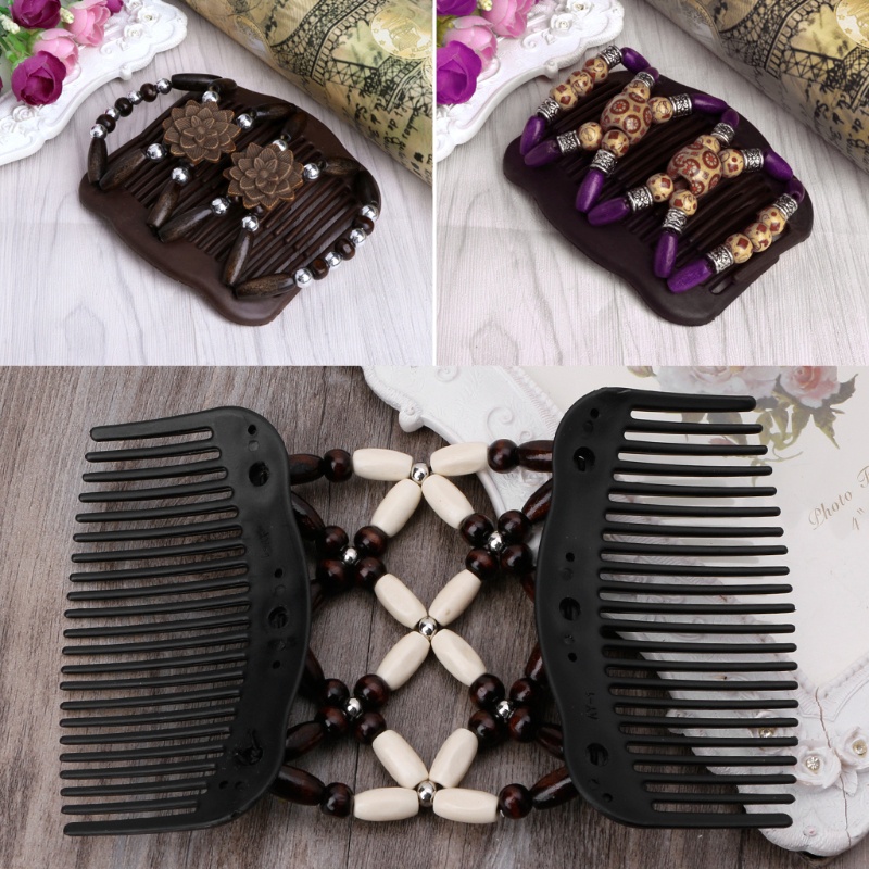 Lược Đôi Cài Tóc Đính Hạt Phong Cách Retro Cho Nữ