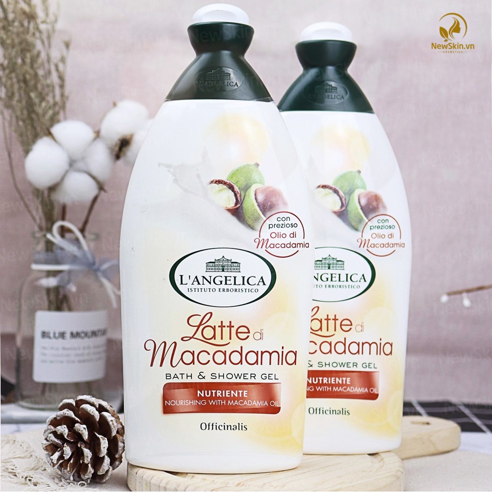 Sữa tắm phục hồi da L'Angelica Olio di Macadamia Nutriente Bath &amp; Shower Gel - Dầu Mắc ca - 500ml