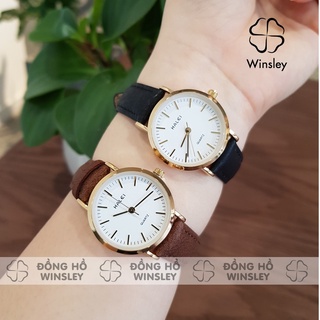 Đồng hồ đôi nam nữ Halei dây da đen mặt số vạch chống nước chống xước tuyệt đối 3atm Tony Watch 68