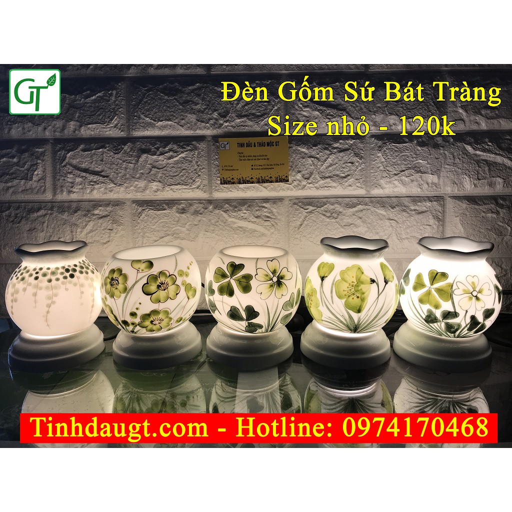 Đèn tinh dầu 💞FREESHIP💞 Đèn Xông Tinh Dầu Gốm Sứ Bát Tràng Cao Cấp + Tặng Tinh Dầu Quế 10ml  + Tặng bóng dự phòng