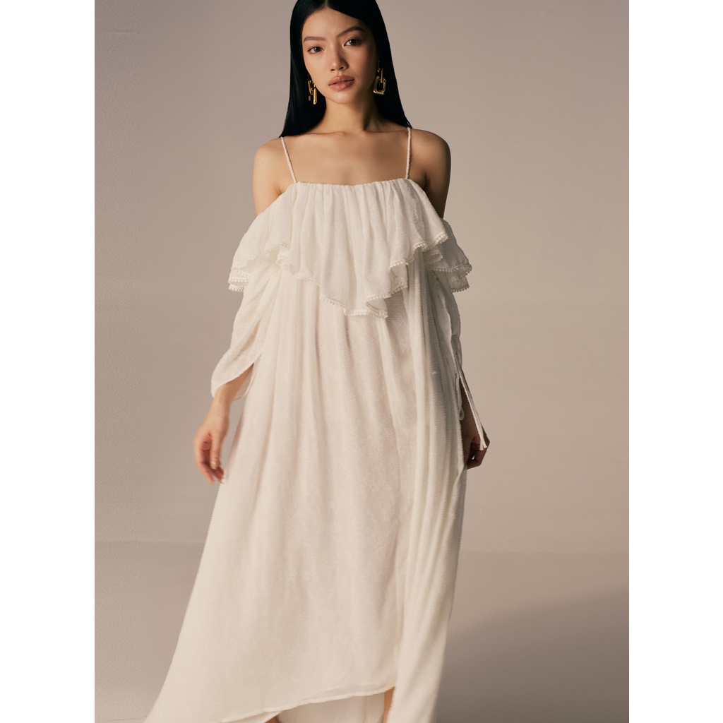 NUDIEYE - Đầm dài Esther Chiffon Off-shoulder Dress