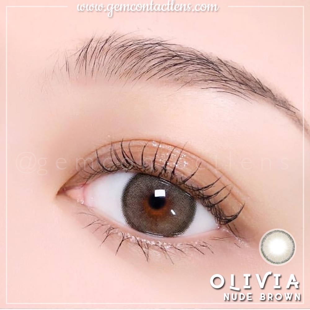 Áp Tròng OLIVIA NUDE BROWN Ẩm Cao 55% HSD 6 Tháng Lens Nâu Lạnh Không Giãn Viền Mỏng Hottrend Đủ Độ Có Lệch Mắt Nhạy Cảm