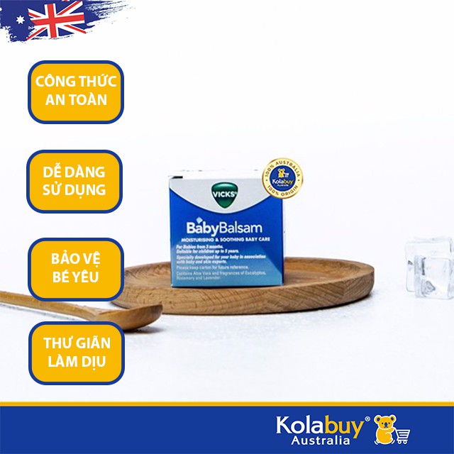 Dầu bôi ấm ngực của Úc Vicks Baby Balsam Decongestant Chest Rub 50g
