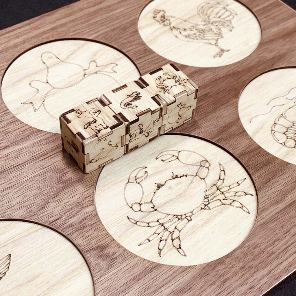 Đồ Chơi Board Game, Bộ Lắc Bầu Cua Tôm Cá Bằng Gỗ Hàng Việt Nam