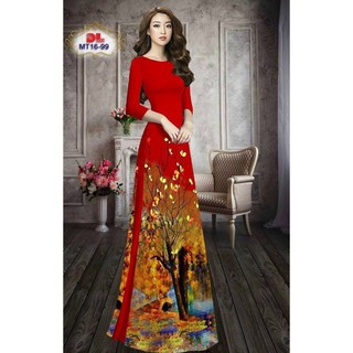 [HÀNG HOT] Vải áo dài họa tiết lá mùa thu, in 3D chìm, chất lụa đẹp mịn