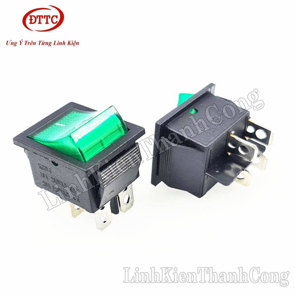 Công Tắc KCD4 16A/250V 4Pin 31x25mm Xanh