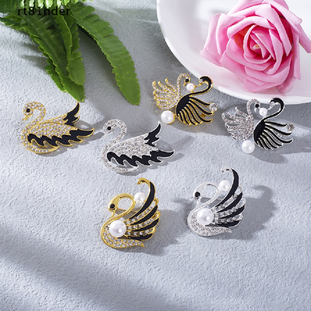 Ghim Cài Áo Hình Thiên Nga Đính Đá Pha Lê Thanh Lịch Thời Trang Cho Nữ