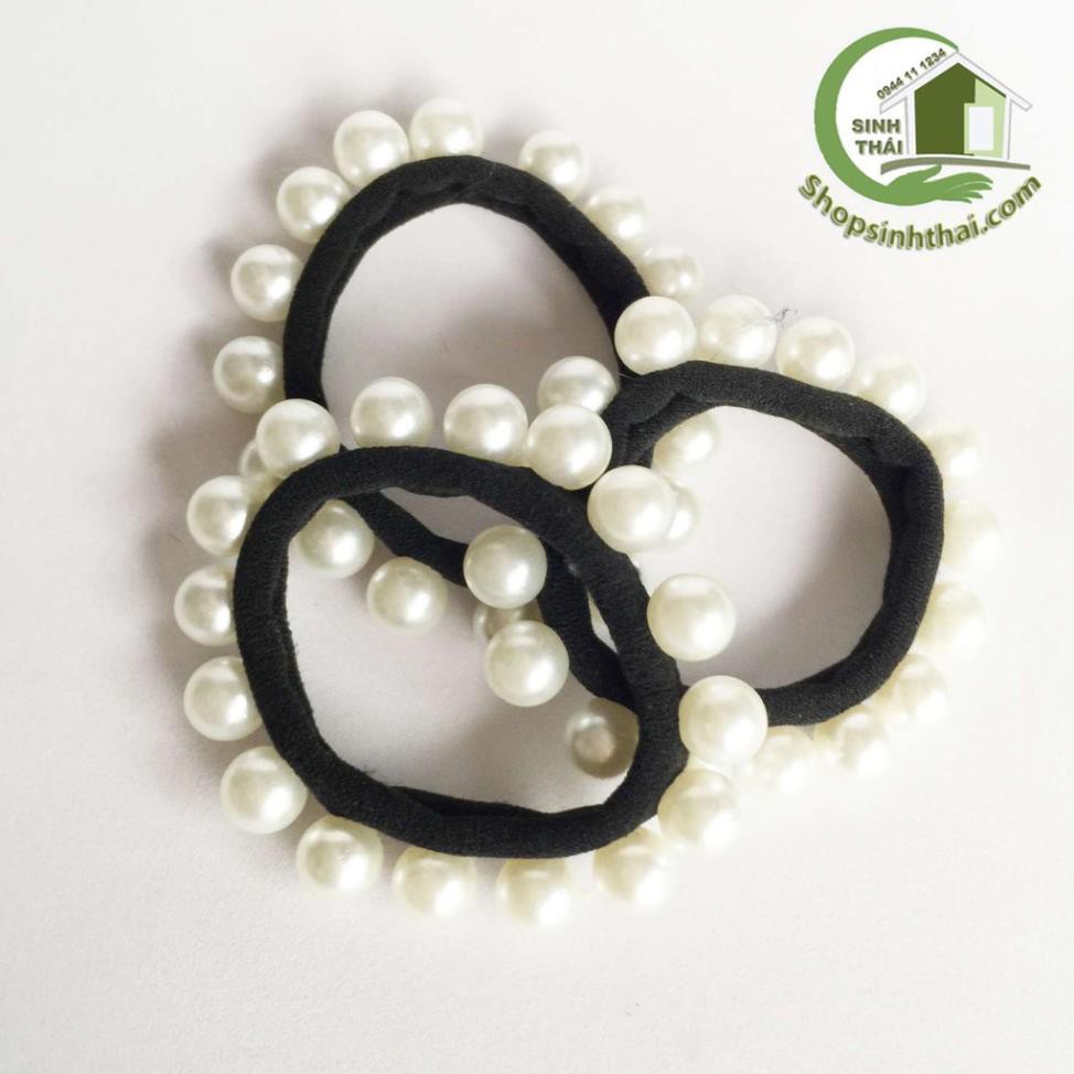 Dây thun cột tóc đính ngọc trai giả