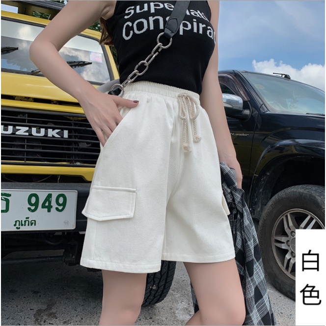Quần short kaki nam nữ Thu Hà quần đùi freesize có nắp túi form rộng ống suông QH.50