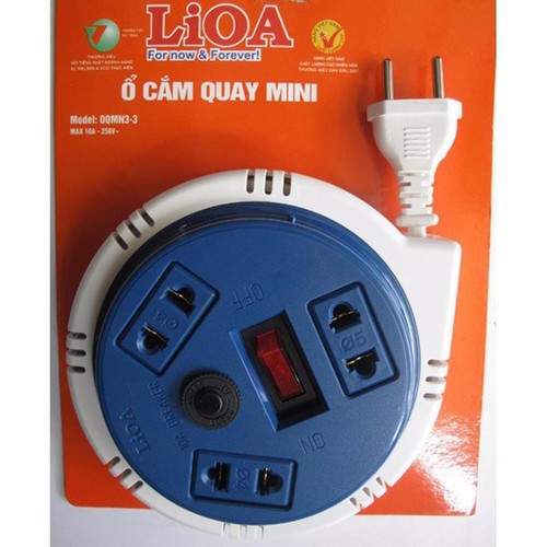 Ổ Cắm LiOA Quay Tay Kéo Dài Kiểu Đĩa Bay Mini. Dây Dài 3m. Model OQMN3-3