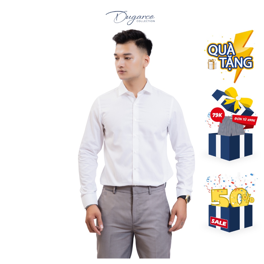 Áo sơ mi nam trơn DUGARCO dài tay chất cotton form slim fit công sở 202SM41025