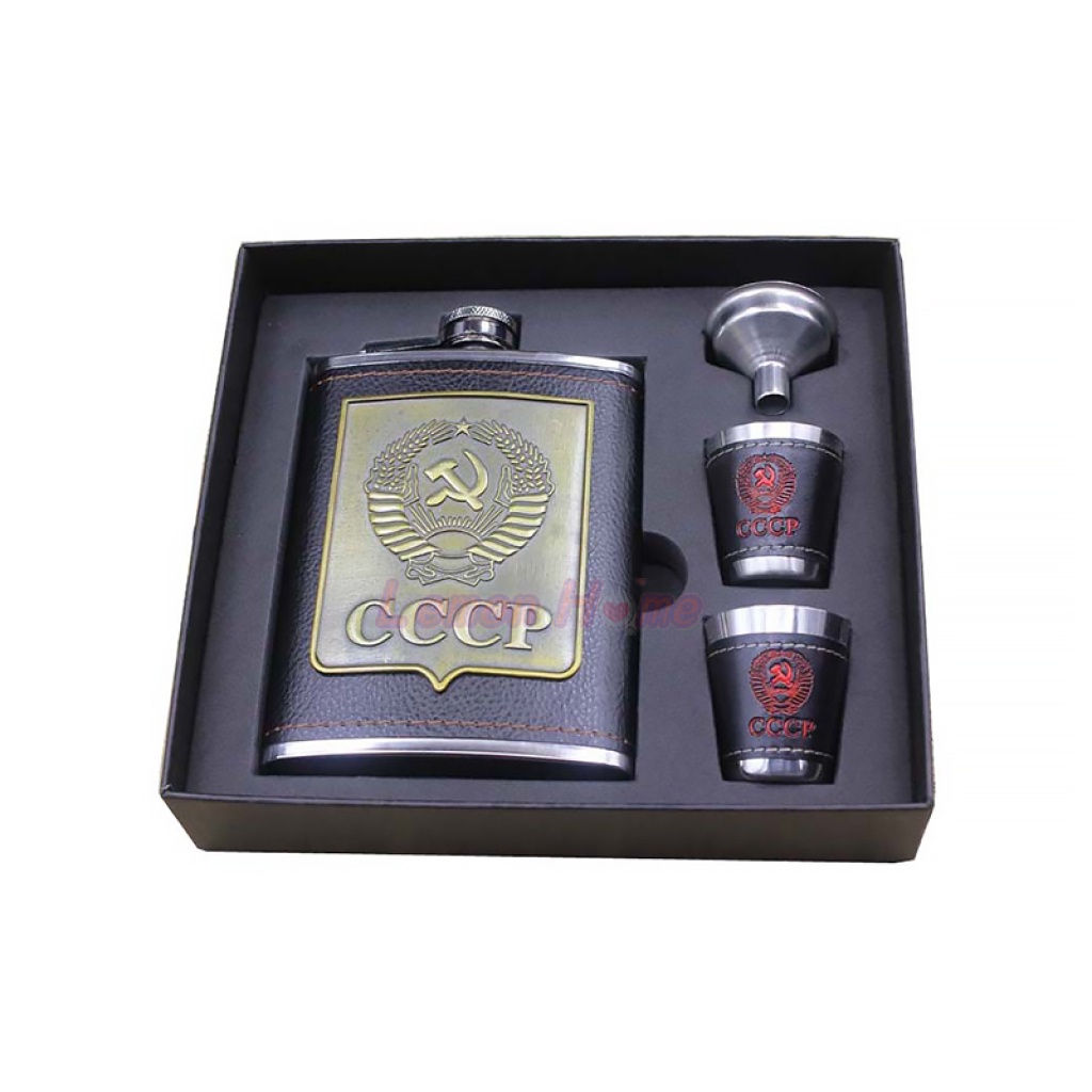 Bình đựng rượu bằng thép không gỉ 8 Oz kèm 2 cốc và phễu 100% thép không gỉ chống rò rỉ