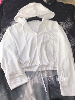 Áo nỉ mũ crotop rút dây