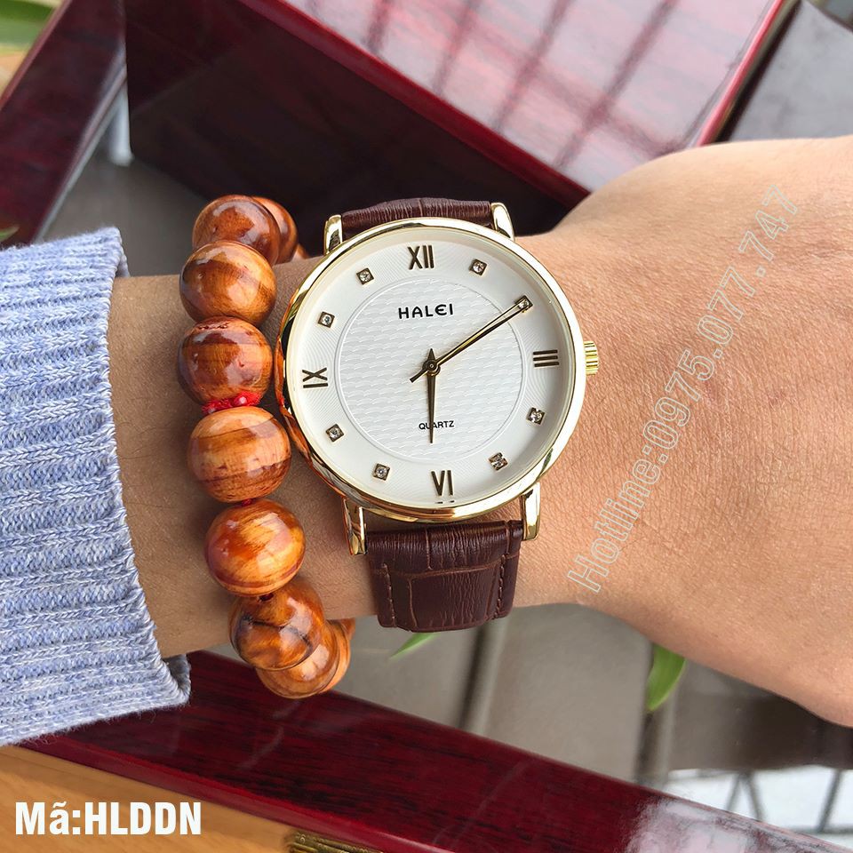ĐỒNG HỒ HALEI DÂY DA NÂU