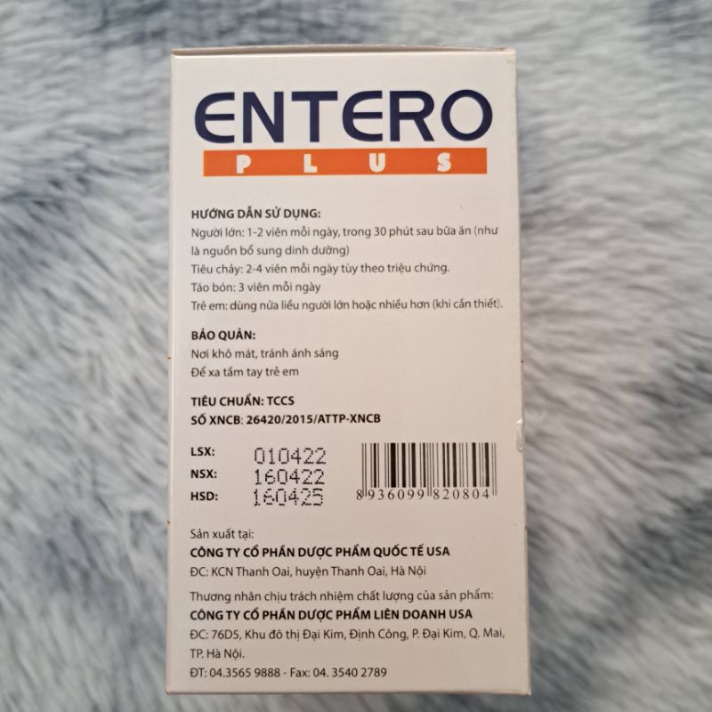 Men tiêu hóa dạng viên - Men vi sinh ENTERO PLUS - Hộp 100 viên - Tăng cường tiêu hoá giảm rối loạn tiêu hoá