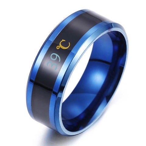 Nhẫn Thép Titan Hiển Thị Nhiệt Độ Thông Minh Phong Cách Mới Cho Cặp Đôi Tik Tok、 vòng đo nhiệt độ hiển thị đồ trang sức bằng thép titan, vòng rung lưới màu đỏ với cùng một vòng, vòng đo nhiệt độ độ C. Nhiệt độ độ F
