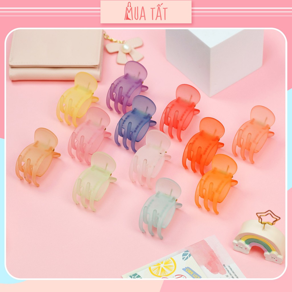 Kẹp tóc càng cua Mua Tất 5 răng, 3 răng nhựa trong nhám mờ nhiều màu (muatatshop)