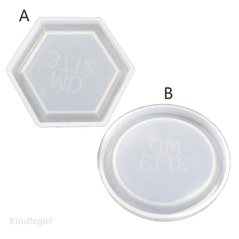 Khuôn đúc resin epoxy hình đĩa tròn/lục giác làm khay trang sức và đế nến chất liệu silicone