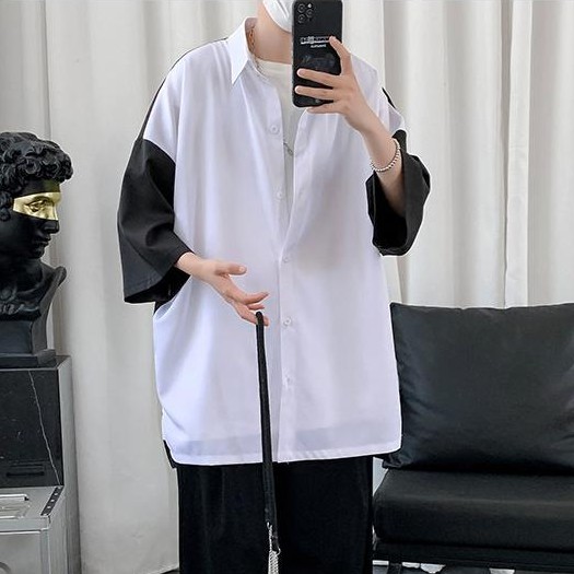 Áo Sơ Mi Tay Lỡ Màu Sắc Bắt Mắt Phong Cách Hàn Quốc Dễ Phối Đồ Cho Nam Size M-2Xl