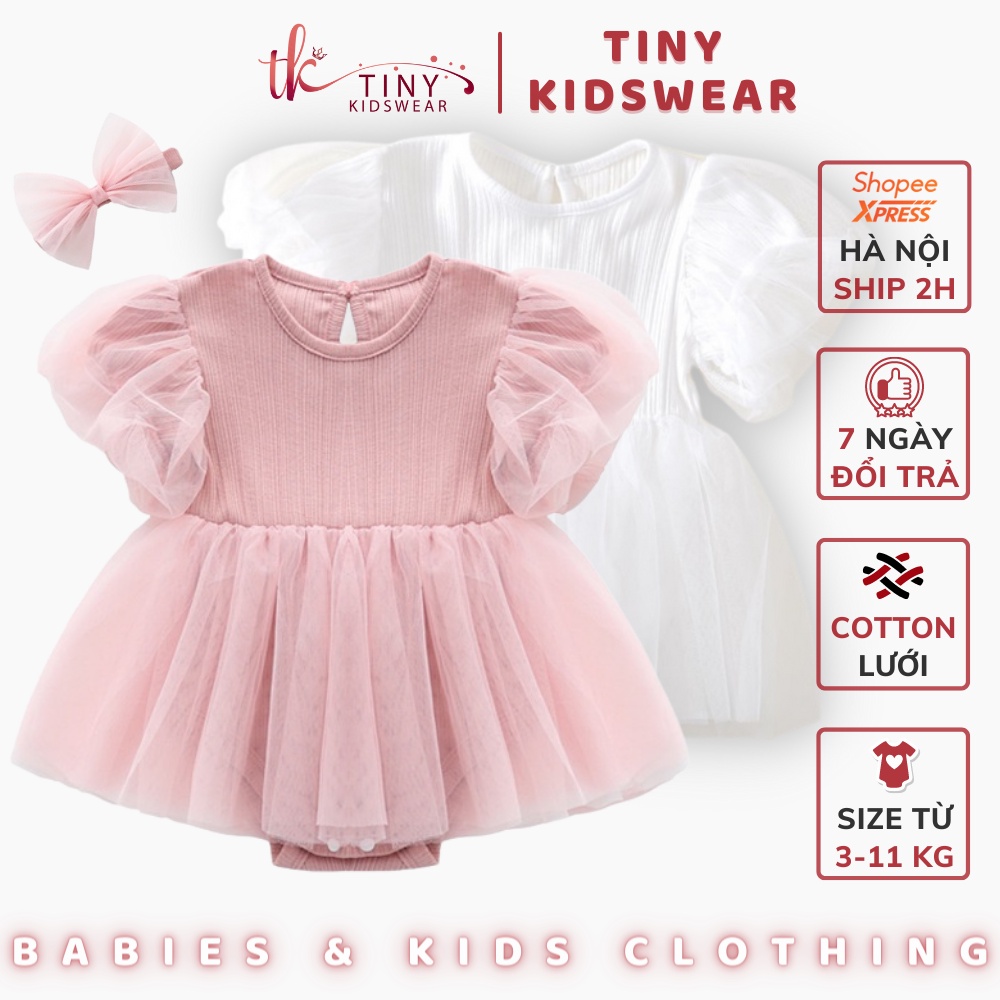 Váy Công Chúa Bé Gái Sơ Sinh, 1 Tuổi, Đầm Đầy Tháng, Thôi Nôi Tặng Kèm Băng Đô Cho Bé Gái Từ 3-11kg [GB51]