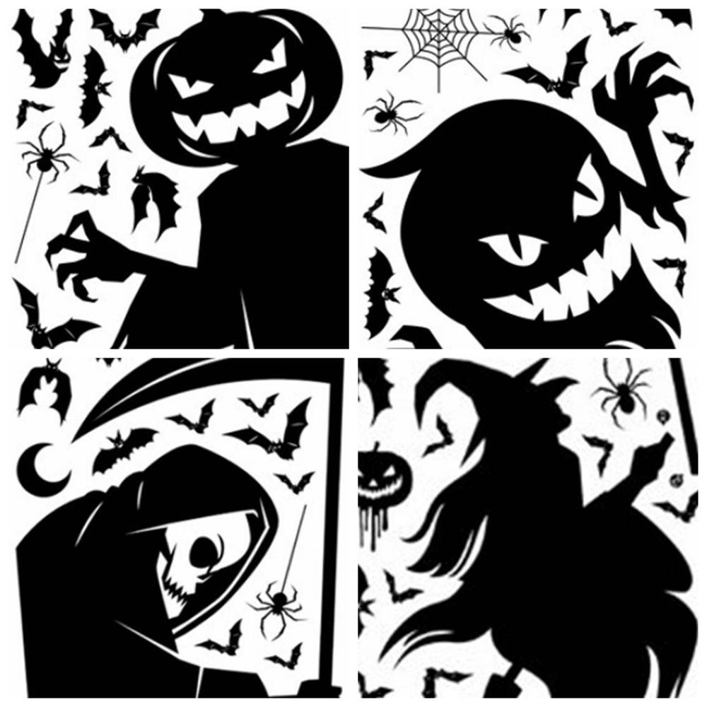 JARRED Miếng Dán Cửa Sổ Trang Trí Halloween Hình Phù Thủy Ma Khổng Lồ Dễ Sử