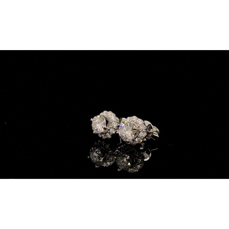 Bông tai kim cương Moissanite  chất liệu bạc 950 xi bạch kim
