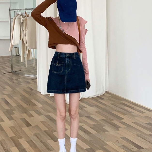 Chân váy IELGY denim lưng cao size lớn thời trang mùa hè 2022 dành cho nữ