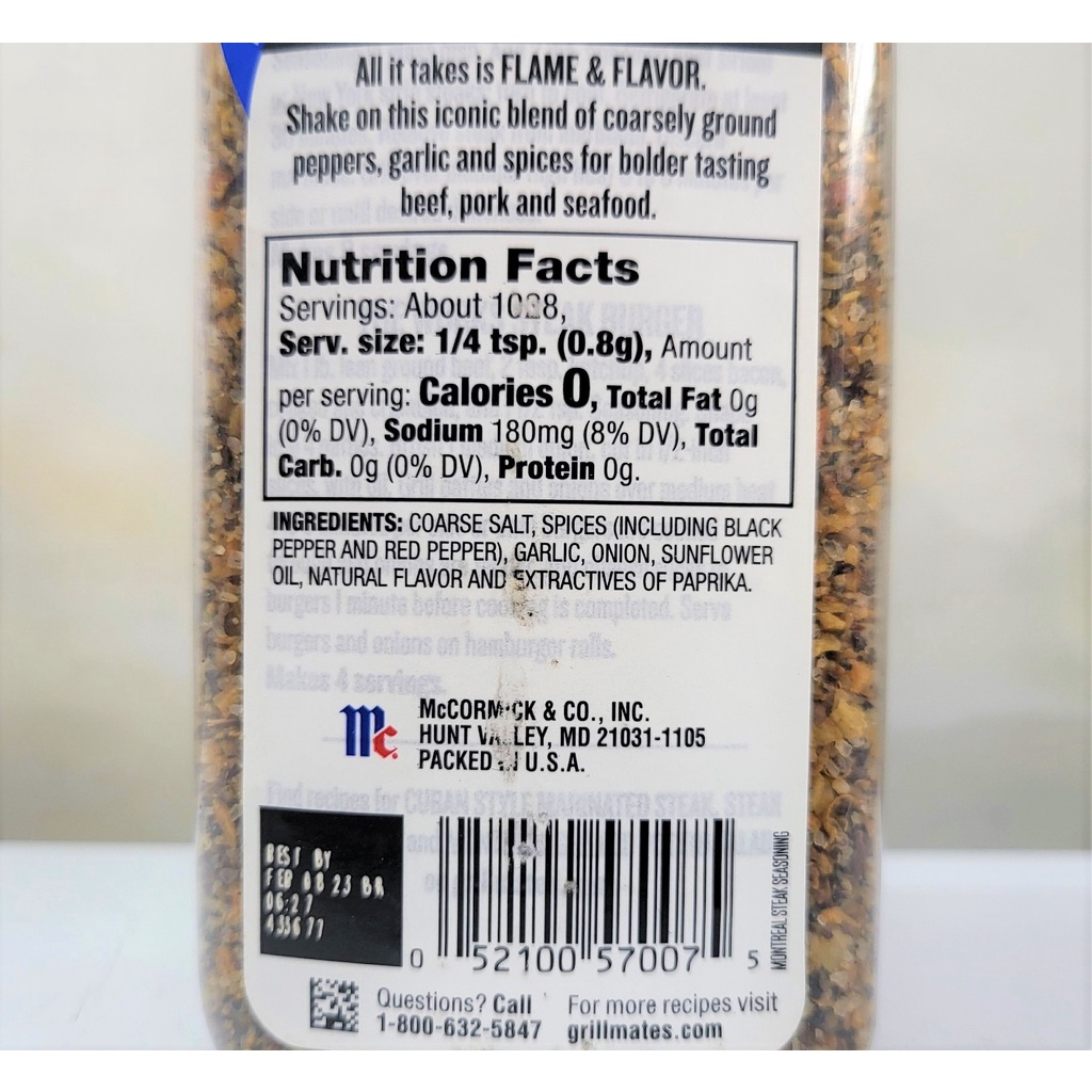 [HỘP 822g] GIA VỊ TẨM ƯỚP BÒ NƯỚNG [USA] MCCORMICK Grill Mates Montreal Steak Seasoning
