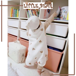 Túi Ngủ Sợi Gạc Phong Cách Hàn Quốc Thêu Hình Cute Bear 100% Organic Cho Bé - Little Bear