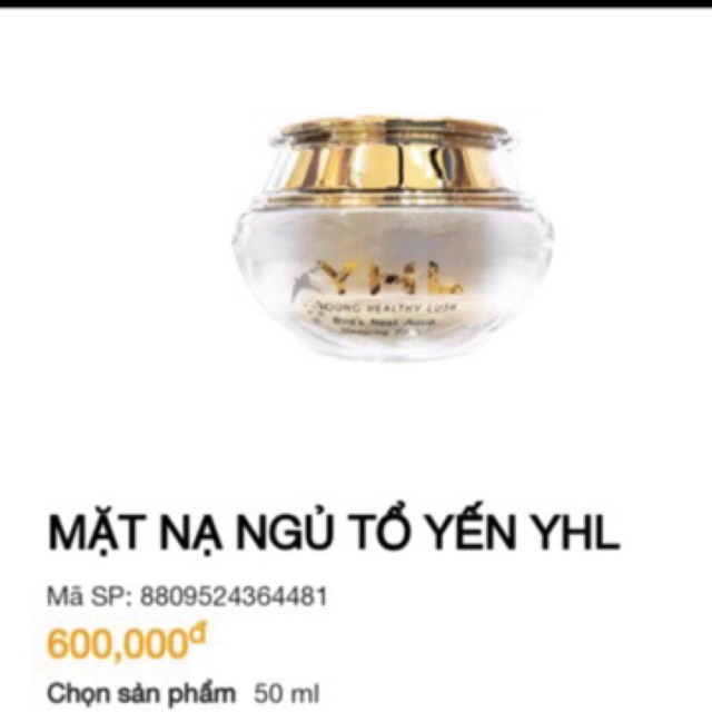 Mặt nạ ngủ tổ yến YHL CHUẨN CHÍNH HÃNG ( sẵn)