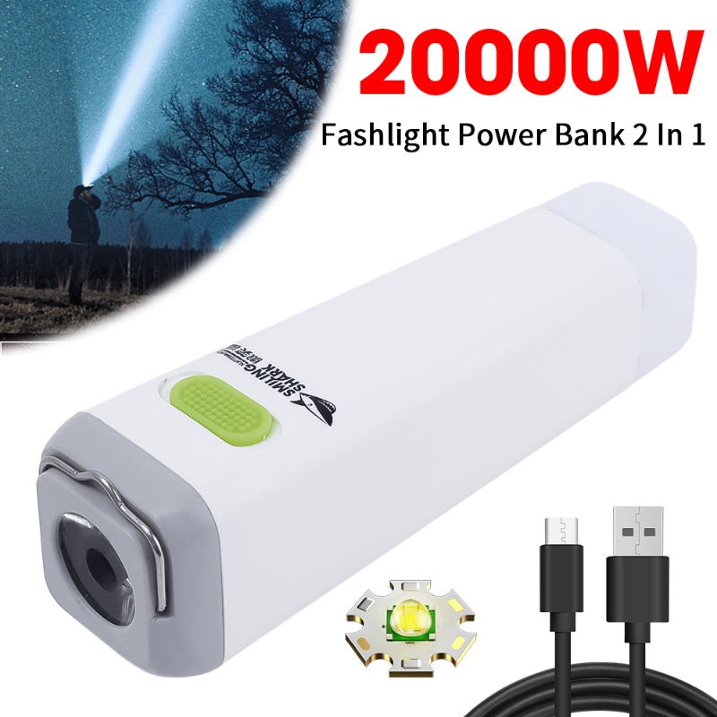 Đèn Pin Cầm Tay 2 Trong 1 20000W Siêu Sáng Chống Thấm Nước Tiện Dụng Mang Theo Du Lịch Cắm Trại