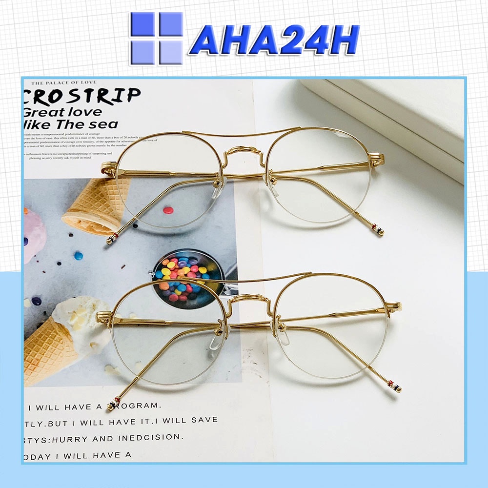 Mắt kính oval hot trend Hàn Quốc❤️FREESHIP❤️gọng kính mát nam nữ 903 cao cấp AH403